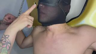 Femdom Face Licking and Dick Spitting; Miyu Gets Him Wetter Than Ever