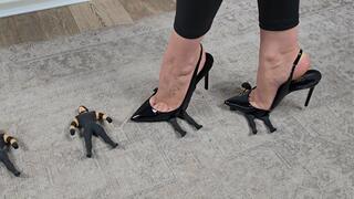 Crushing 5 Tiny Men Beneath My Saint Laurent Slingbacks – Extreme Toe Cleavage Domination