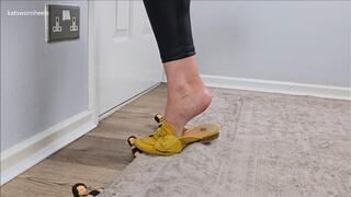 6 Pairs of Sexy Open-Back Mules Trample Tiny Men – Merciless Flat Mule Domination