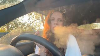 Chilling with Marlboro in car