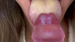 White Tongue Dildo Suck & Lick