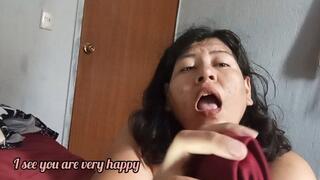 Girlfriend prepares anniversary surprise = striptease + POV blowjob