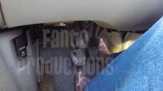 Scarlet Driving her Mustang in Cowgirl Boots