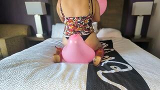 Thick BBW Balloon Tease Pink Latex, Thigh Highs & Full-Weight Pops