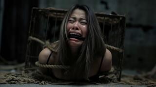 Suffering in Ropes: A Giantess's Captive's Extreme Rope Bondage Crying