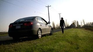 Karina worships in car