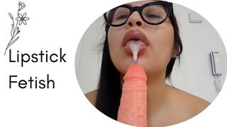 Cum on my lips and inside my mouth (lipstick)