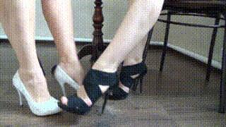 2 girls play footsie under the table 3FS