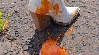 Stomp and Splat in my Sexy Heeled Cowboy Boots as i Stomp on Sauce Pots