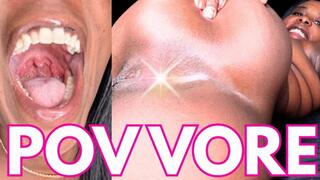 POV Vore - A same size vore scene featuring mouth fetish, vore chat, POV, sext, and ebony vore - 1280 MP4