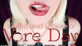 Stuffed And Spoiled For Vore Day - HD - The Goddess Clue, Alluring Woman Swallows You Whole, Willing Victim For A Spoiled Vore Goddess, Cleavage Tease, Wet Swallowing Sounds, Bloated Belly Play, Tummy Jiggle