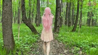 Public masturbation in the forest Trans girl