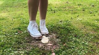 White Platform Converse Food Crush In Yard