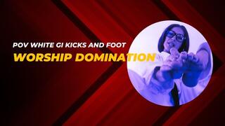 POV white gi kicks and foot worship domination