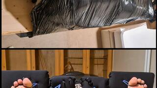 Gagged, Blindfolded, and Mummified — Completely Helpless for Foot Tickling