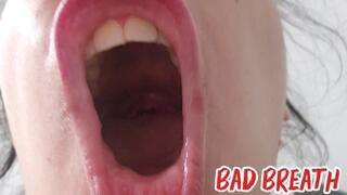 Extreme Morning Bad Breath Fetish Close-Up – Open Mouth Camera Teasing with Rotten Egg Stinky Breath