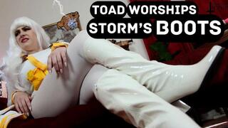 Toad Worships Storm's Boots POV Femdom - featuring Jane Judge as Storm in this Marvel parody scene with cosplay, female domination pov, boot worship, special effects, and mean humiliation from a sexy silver haired thick Storm as she controls the weather a