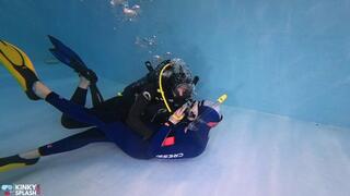 Two Girls, One BCD – Intimate Underwater Scuba Sharing in Wetsuits - AVI