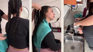Hair Wash, Brushing & Braiding ASMR