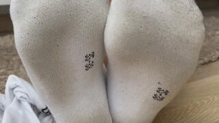 Layered Sock Strip with Sole Marks and Color Fade