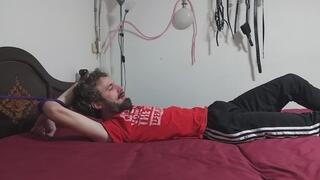 Escape From Bondage -- Aristotle is tied to the bed and left