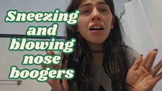 Sneezing a lot and blowing my nose showing little boogers