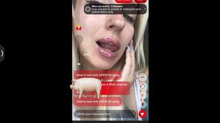Drain with glossy lips in live