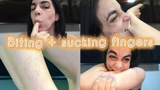 Biting + sucking fingers