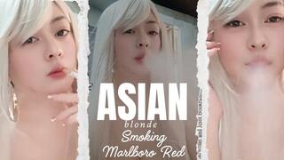 Asian Blonde Smoking Marlboro Red Cigarette - Audible