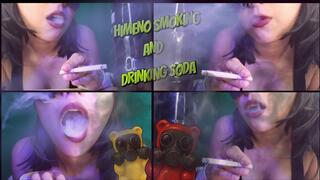 Himeno smoking and drinking soda