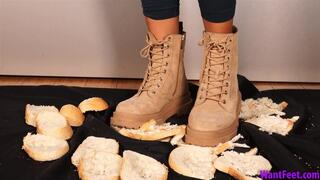 Bread Crush with Boots - Food Crushing - HD MP4