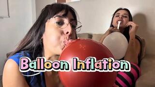 Blowing up colorful balloons and playing with Jasmine