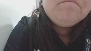 Chubby girl gets sleepy at your job