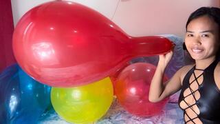 Sexy Camylle Blows To Pop 2 16 Inch Globos Payaso Balloons In Hot Leather Lingerie