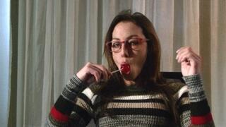 Secretary sucking lollipop (HD)
