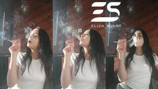 Smoking at a mountain Resort after hiking