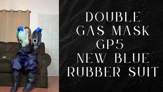 double gas mask gp5 and new blue rubber suit