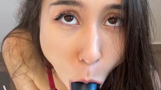 Black dildo blowjob
