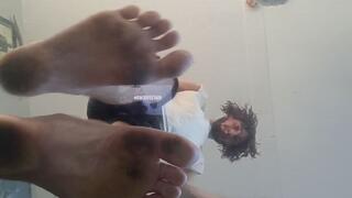 Dirty feet stomping humiliation underglass POV