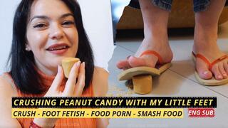 Crushing peanut candy with my little feet (1080 EN SUB) - Foot Fetish - Crush - Domination - Food Smashed - Femdom