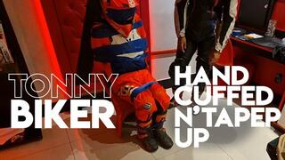 Tonny Biker Handcuffed and Taped Up by his biker friend (720p) Gay Bondage - Gay Domination - Biker Gear - Handcuffs - Tape Bondage - BDSM