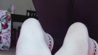 Watch me show off my dirty white socks to then remove them slowly to expose my soft pink soles I make sure to smother you in between my toes