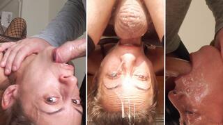 Amateur Slut Candie Cross Takes Sloppy Upside-Down Table Throatfuck Like a Pro