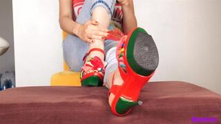 Red Platform High Heels - Shoe Removal - HD MP4