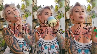 Chainsmoking 120 VS cigarettes outdoors with a coffee, lipstick and long nails - Kinkerbell23