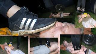 Marys first Sneaker and Rubberboots Trampling with Happy End Cumming