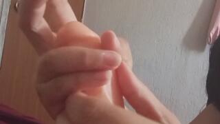 Dildo Blowjob and Handjob Play