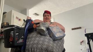 Fat Immobile Blob Putting Away Groceries & Snacking HD