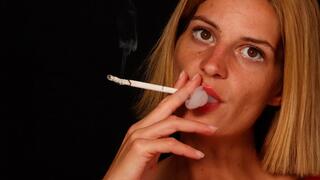 Sexy blond Eve smokes long 120s with passion and speed, building an impressively thick ash