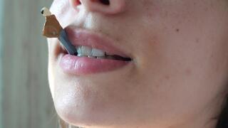 Giantess stepsister sucks like a candy and puts it in her pussy then fucks me because I'm tiny